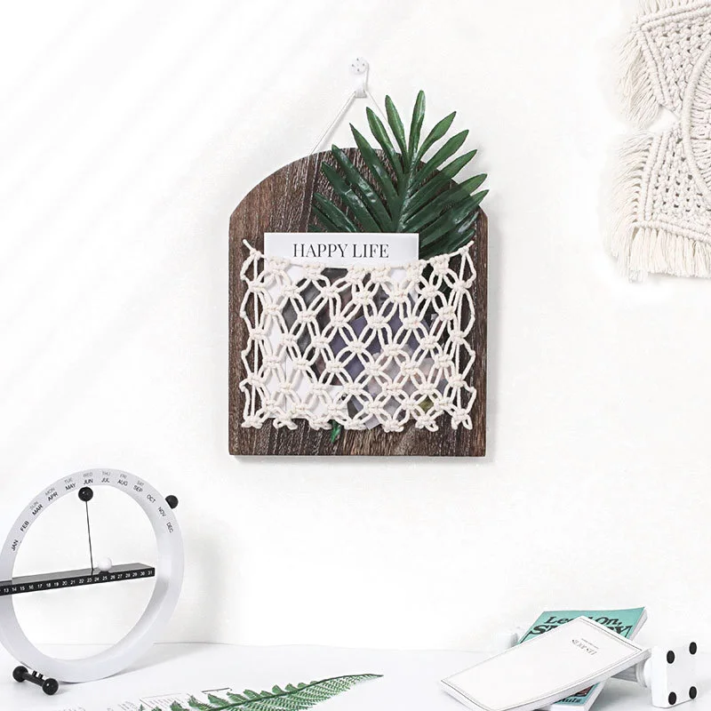 Богемная корзина для хранения магазинов тканая подвесная стойка деревянная