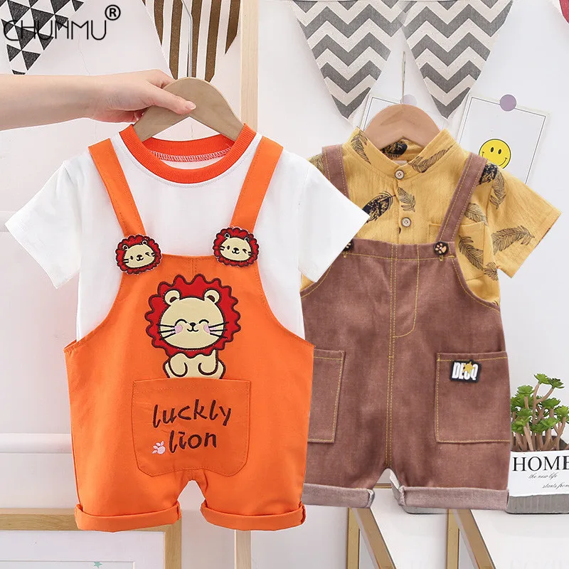 Летняя детская одежда с короткими рукавами хлопковый спортивный костюм для