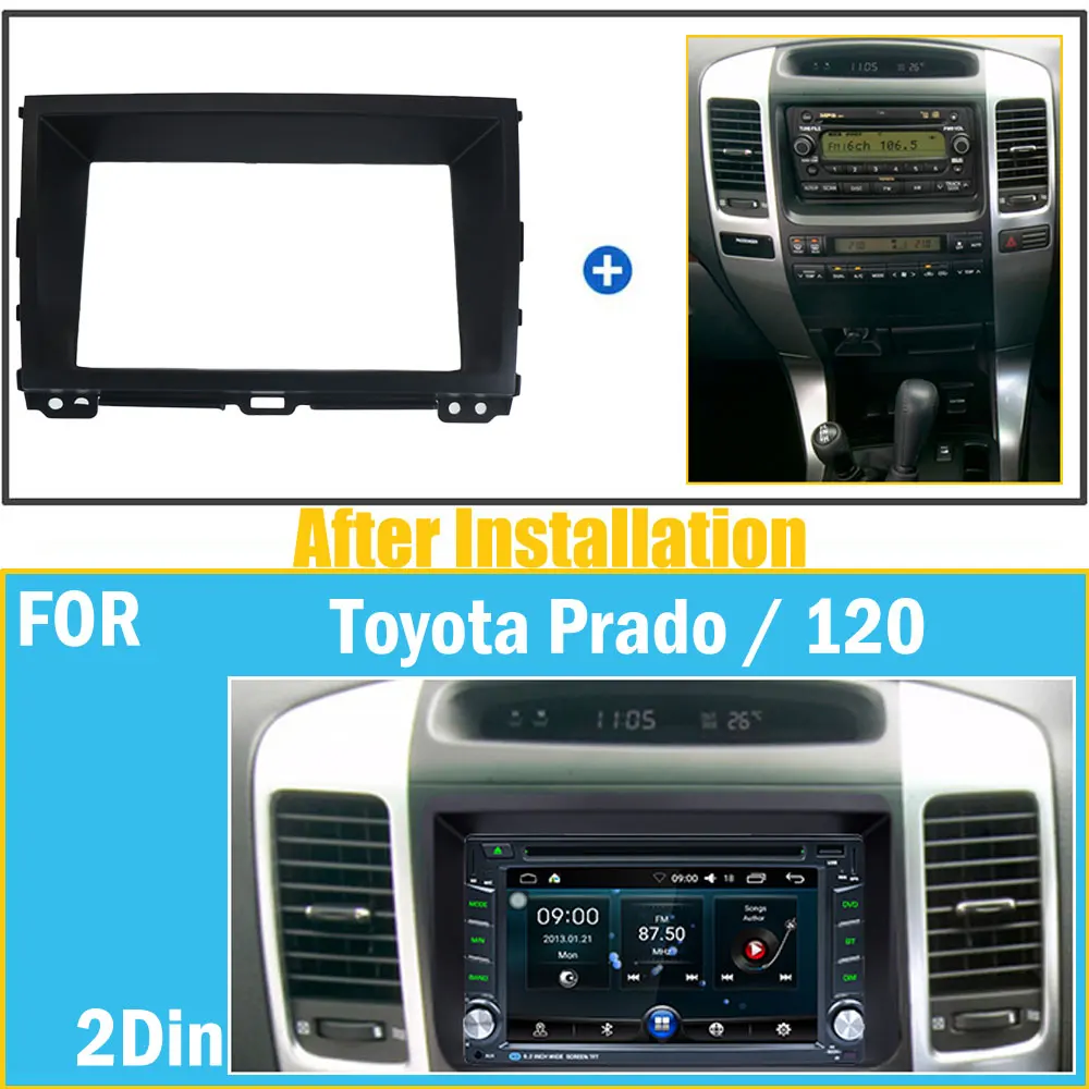 Комплект рамов для автомагнитолы TOYOTA Land Cruiser Prado (120) 2002-2009 комплект с креплением на