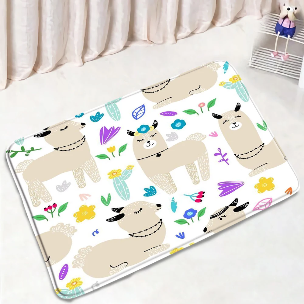 

Lucky Cat Printed Bath Mat Cartoon Animal Doormat Flannel Bathroom Non-Slip Carpet Kitchen Living Room Floor Pad Home Decor Mats