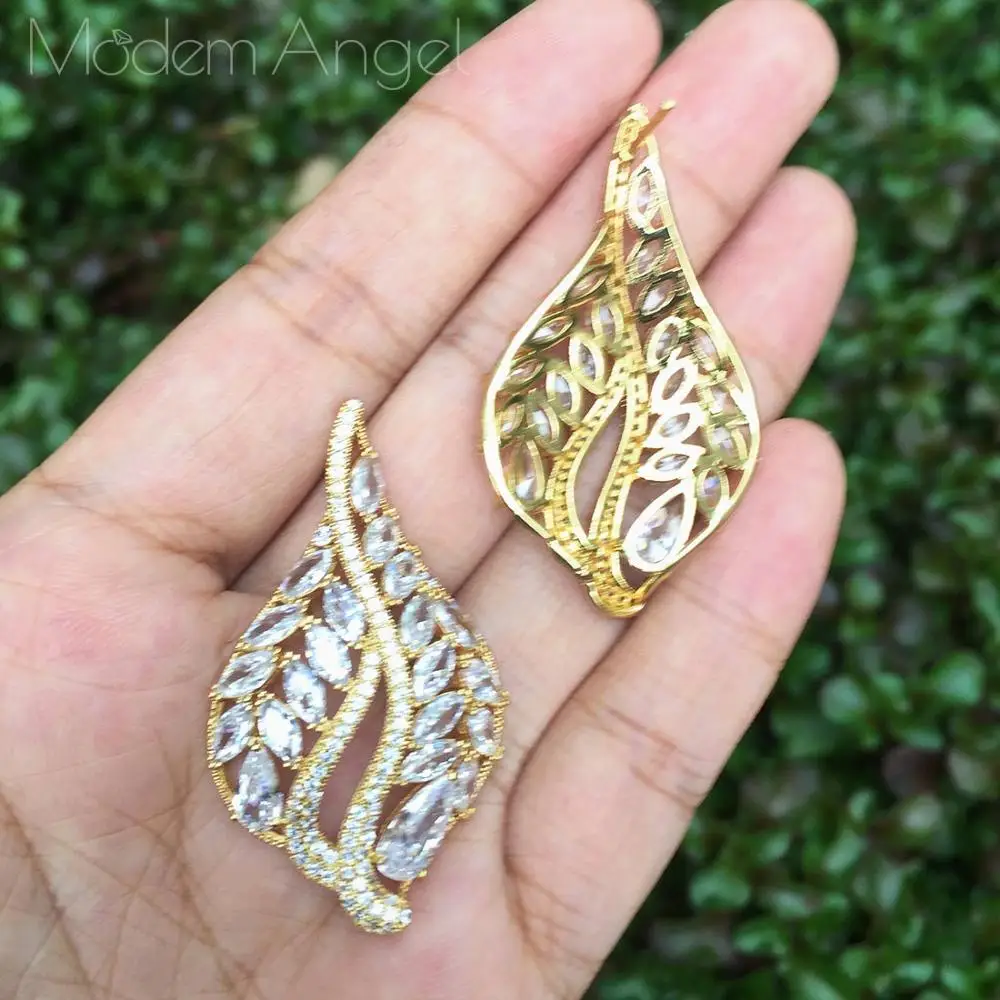 Роскошные серьги ModemAngel в форме листа маркиза цветка кубического циркония для