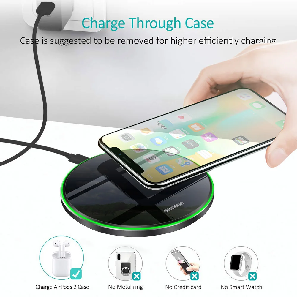 

30W Fast Qi Wireless Charger Pad for IPhone 12 11 8 X XS Samsung S20 S10 S9 Note 8 9 10 Wireless Charging Quick Charge Adapter