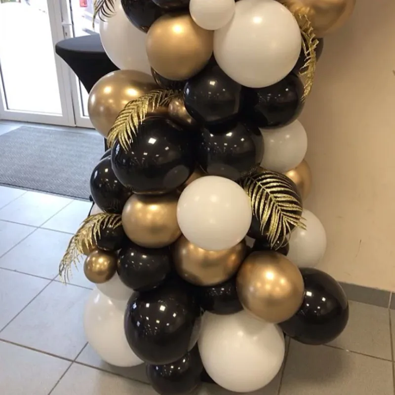 Декоративные латексные шары на день рождения черные золотые 10 дюймов|Воздушные и