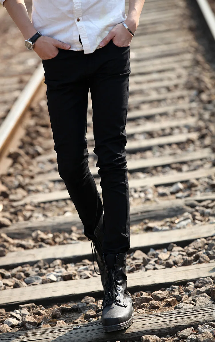 

Spring autumn 2020 new Korean slim jeans men's feet pants men's pencil pants non-mainstream skinny jeans men teenagers trousers