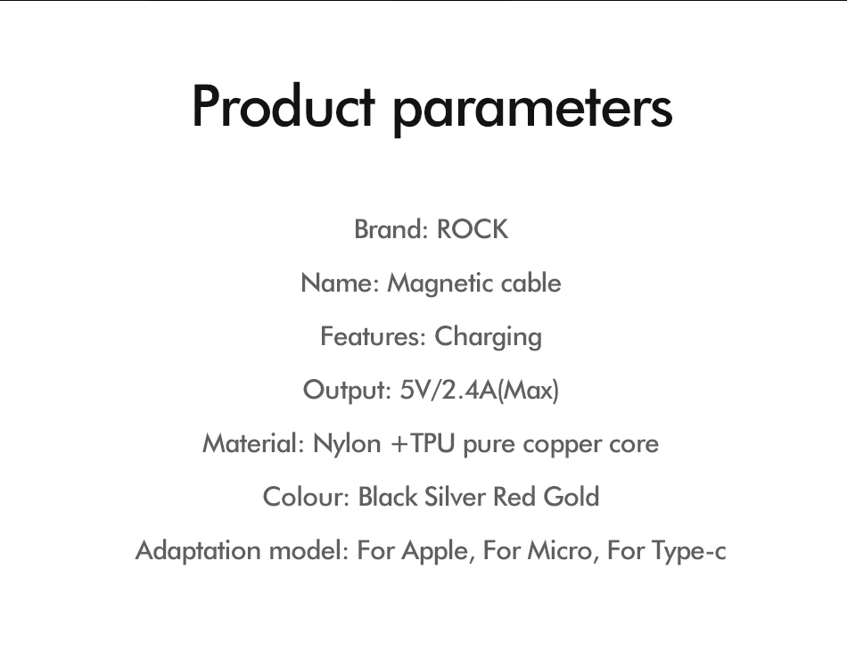Магнитный кабель ROCK для быстрой зарядки с разъемом type-C Micro Usb для быстрой зарядки Usb C светодиодный светильник для iPhone Xiaomi huawei Phone 1 м магнитное зарядное устройство