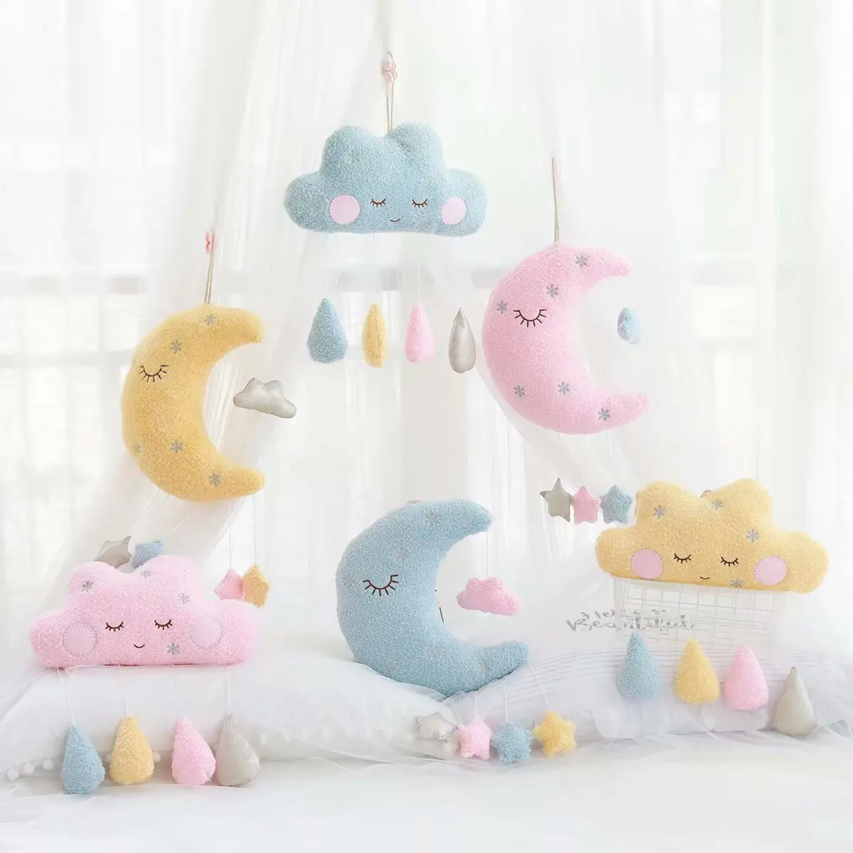 

New Nordic Stuffed Toy Wind Moon Clouds Creative Pillow Plush Toys Kids Room Decoration Wall Decor Crib Baby Bed Curtain Pendant