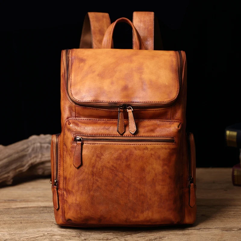 Мужская Дорожная сумка рюкзак для альпинизма винтажный из натуральной кожи