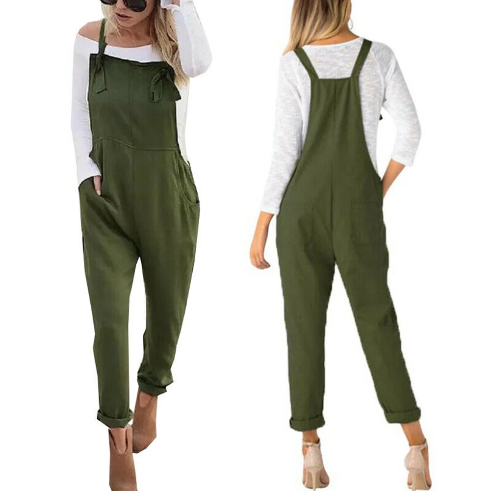 

Women's Sleeveless Solid Plain Suspender New Fashion Loose Jumpsuit Daily Loose Fit Overall Casual Long Trousers Spring Autumn