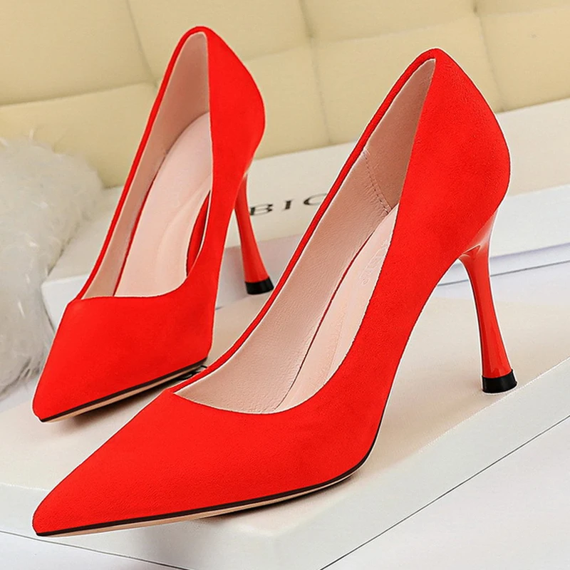 BIGTREE Shoes Sexy Women Pumps Suede High Heels Pointed Office Kitten Female Free Shipping | Обувь
