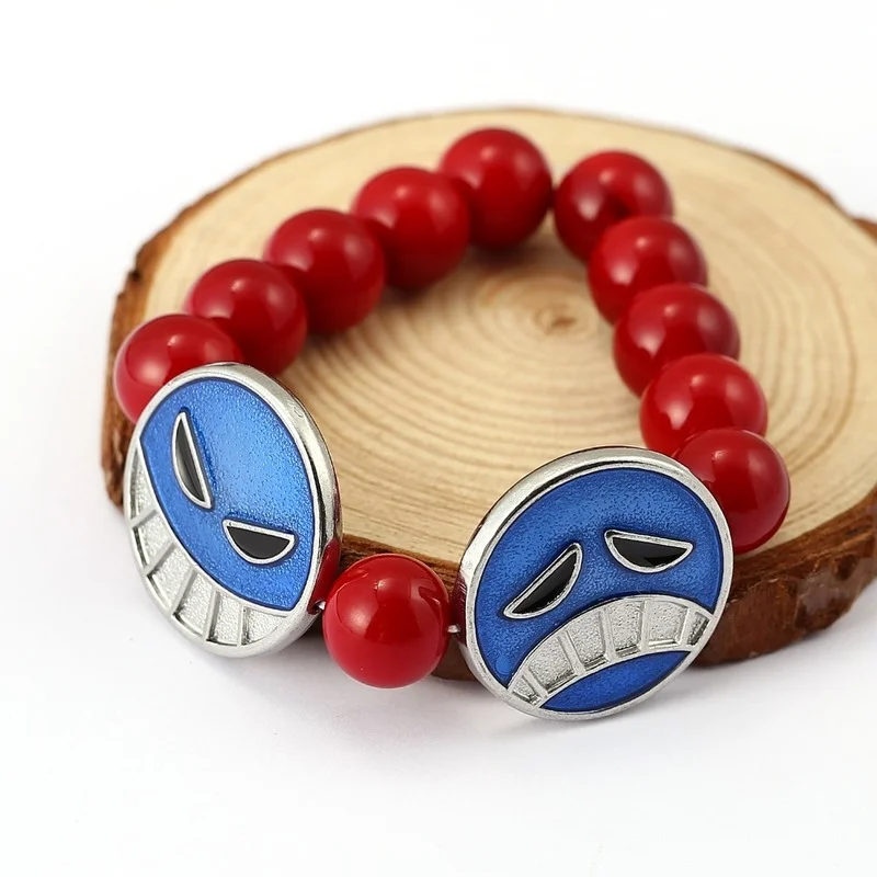 

Japanese Anime One Piece Beaded Bracelets Edward Newgate Cosplay Charm Bracelet Bangle Men Women Role Play Halloween Accessories