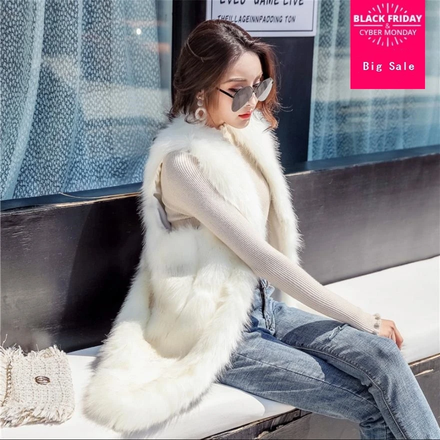 

Winter new imitation fox fur coat vest Middle East luxury women's faux fur jacket fashion casual slim sleeveless waistcoat L1569