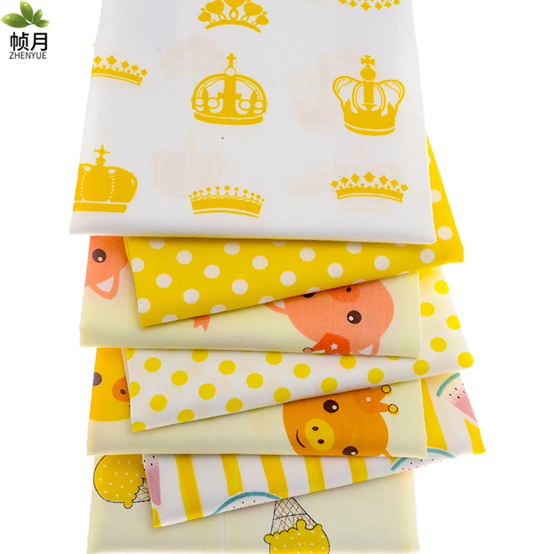 7 шт./лот желтая новая хлопковая ткань с мороженым Лоскутная Ткань сделай сам