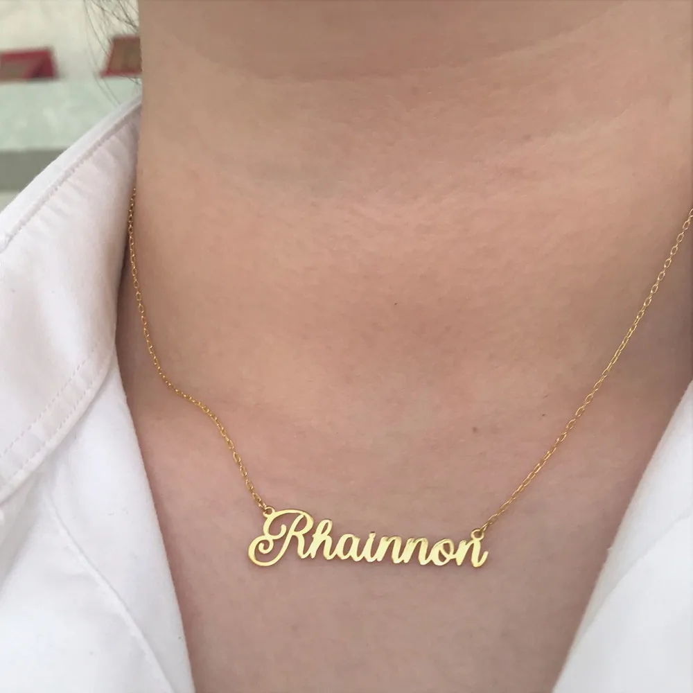 Custom Name Necklace Stainless Steel Gold Choker Personalized Name Nameplate Pendant Necklace Jewelry For Women Gifts
