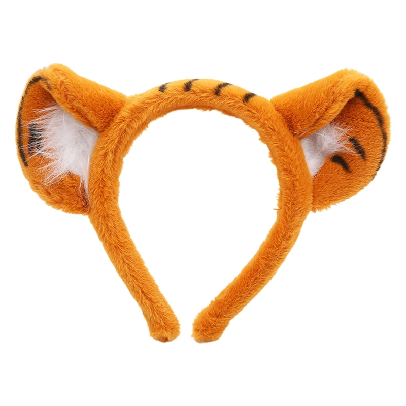 Pelzigen Stirnband mit Tier Muster Tiger Ohren Cartoon Hairband Party Leistung Thema Kostüm Haar Zubehör F3MD – Detail 4