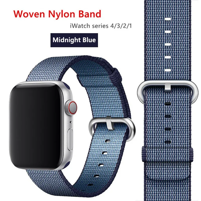 midnight blue Нейлоновый ремешок для apple watch band 42 мм 38 мм iWatch 4 Band 44 мм 40 мм браслет ремень Спортивная петля ремешок для apple watch 4 3 2 1 - Цвет ремешка: midnight blue