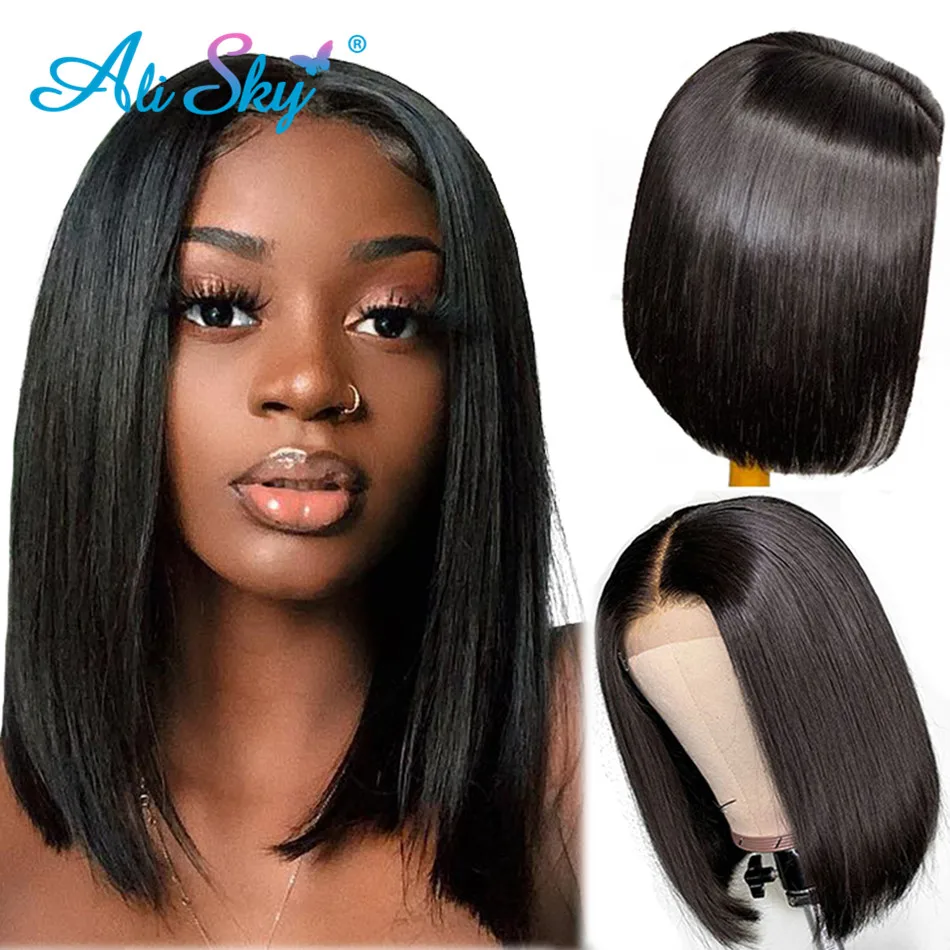 Brazilian Straight Lace Front Wig Short Bob PrePlucked Wig Bob Wig Lace Front Human Hair Wigs For Women 13x6 HD Lace Frontal Wig