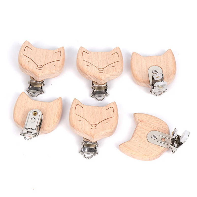 

XCQGH Mini Fox Pattern Safe Beech Pacifier Clip Nipple Holder 5Pcs