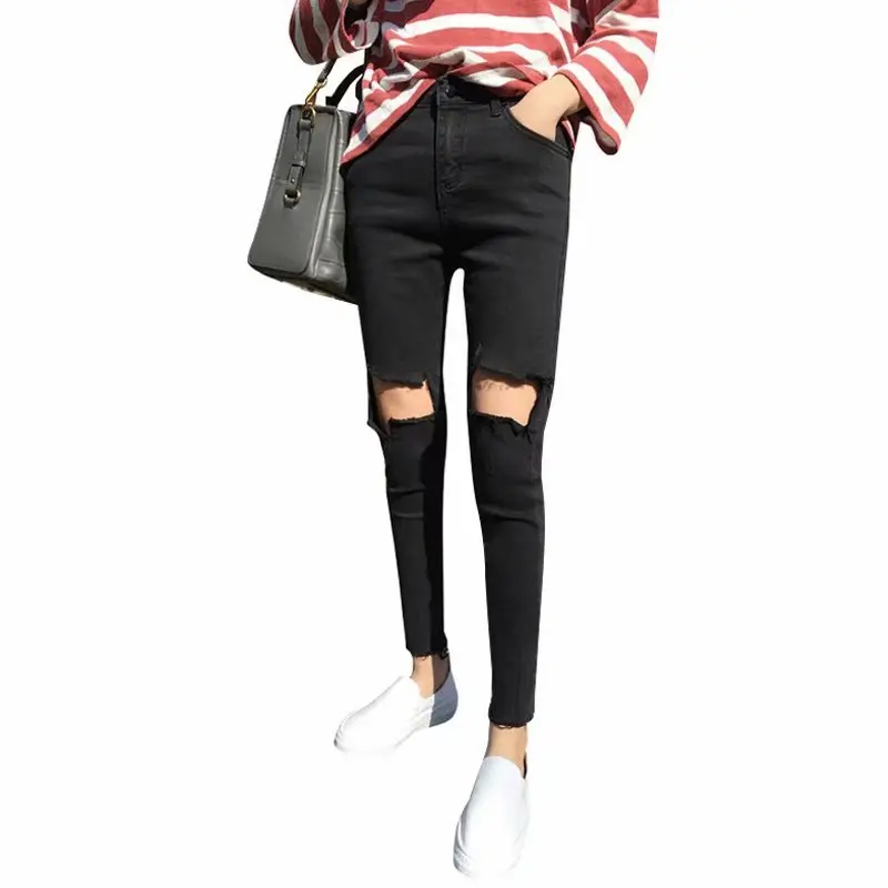 Модные женские джинсовые повседневные узкие брюки шорты с завышенной талией