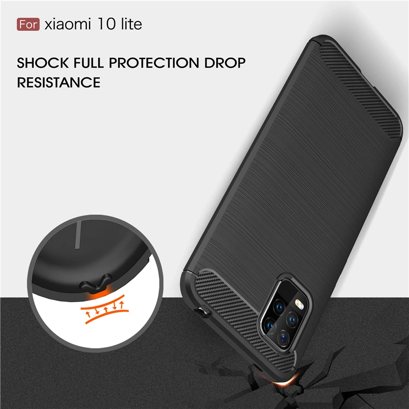 carbon fiber cover for xiaomi mi 10 youth 5g case rubber silicone cover for xiaomi mi 10 youth case for xiaomi mi 10 lite zoom free global shipping
