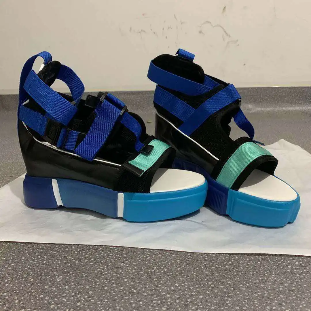 

2020 Platform Sandals Women Wedge High Heels Shoes Women Hook&loop Canvas Summer Zapatos Mujer Gladiator Woman Sandals Plus Size