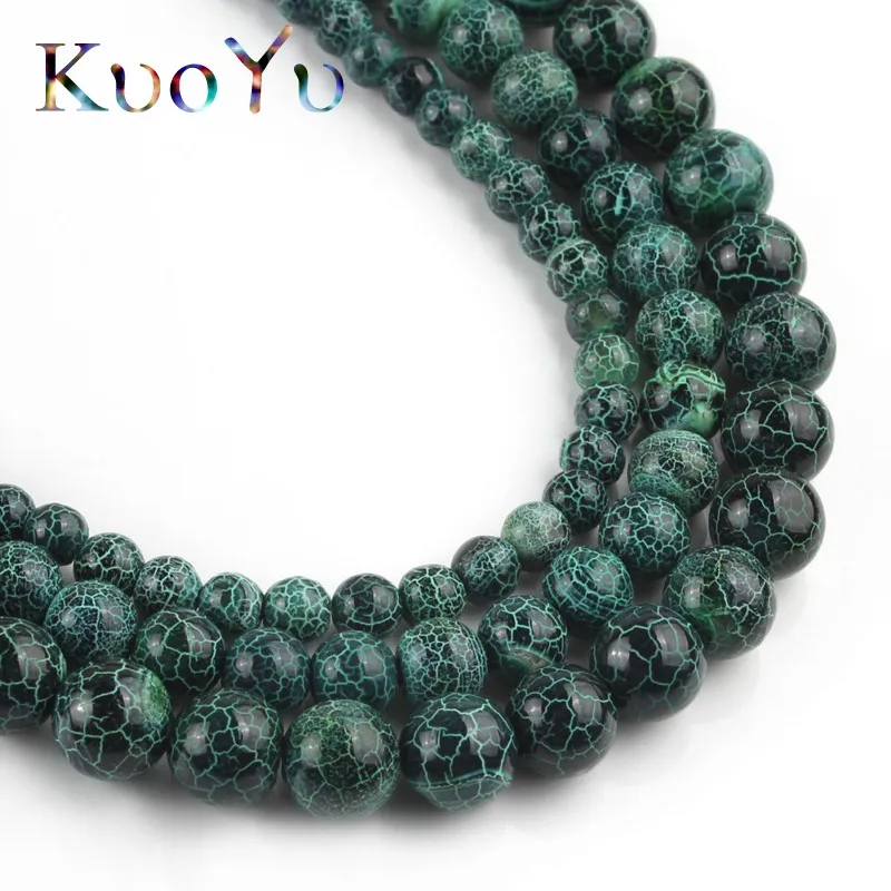 Бусины из натурального камня зеленого цвета с трещинами Агаты мечты вены дракона