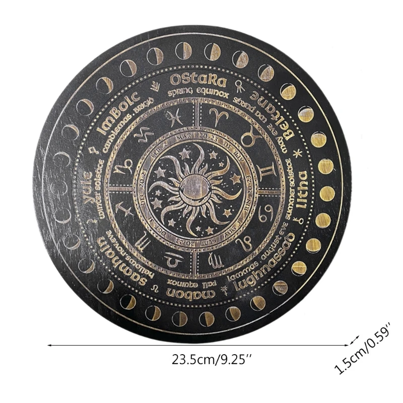 

2021 Crystal Energy Disk Witch Divination Pendulum Board Annual Ring Oak Carving Astrolabe Altar Pendulum Prayer Ritual Props