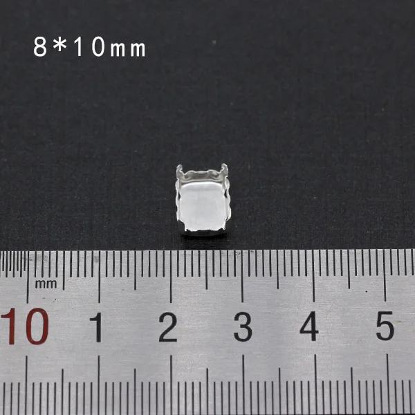8x10mm rectangle 30p пустая основа установка пришивные стразы граненые хрустальные драгоценности Посеребренные пустые коготь для камня аксессуары для одежды ссылка 1 - Цвет: 8x10mm rectangle