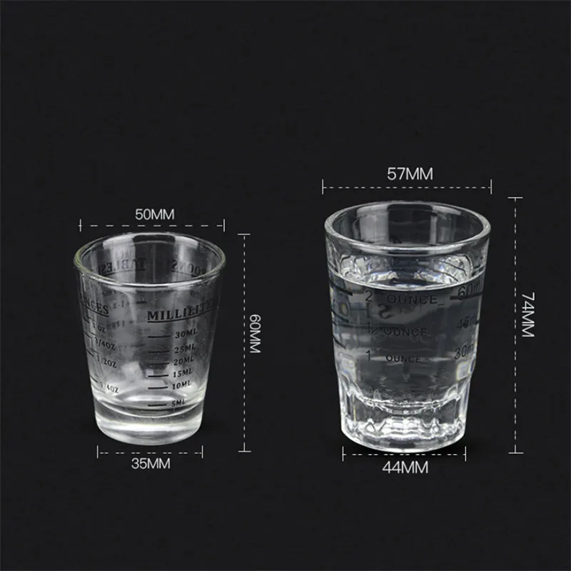 1шт 30/60мл Маленькое термостойкое стеклянное эспрессо с подсчетом кофейной кружки, утолщенный шкалой измерительный стаканчик, инструменты для выпечки.