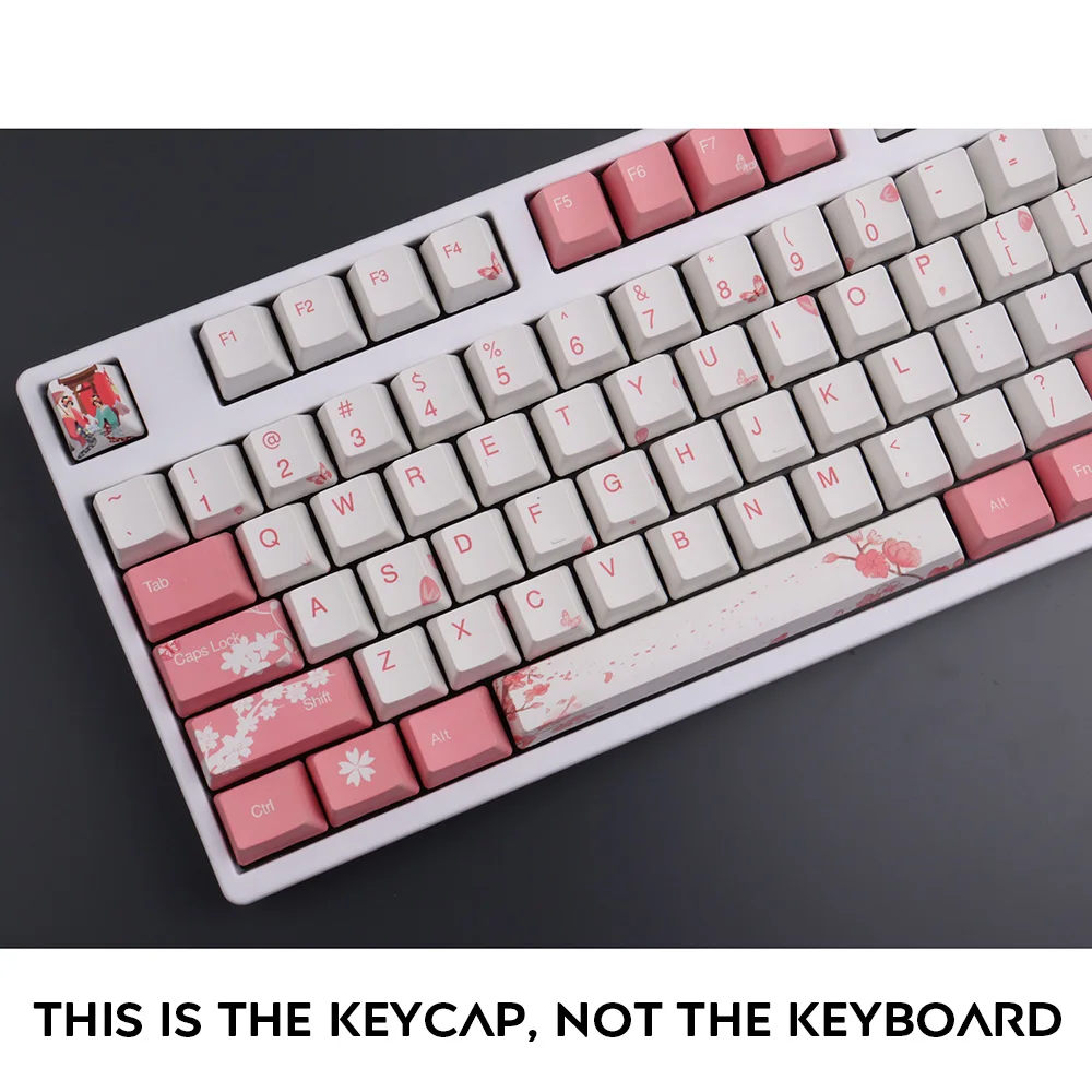 

108 Keys Dye Sub Thick PBT Keycap Keyset OEM Profile Japanese Sakura Keycaps For Mechanical Keyboard YD60M XD64 GK61 Tada68