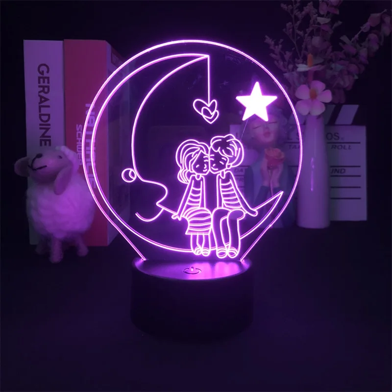 

Valentine Gift Touch Sensor Decoration Projector 3D Night Light Alarm Clock Base Light 7 Color with Remote Lovely Gift Teenager