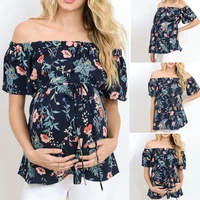 womens clothing plus size tees for pregnant womens short sleeve tops breastfeeding off shoulder floral t shirt maternity