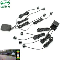 greenyi 2 video input car parking sensor system dual channel for front and rear camera monitor dvd player with 8 sensors