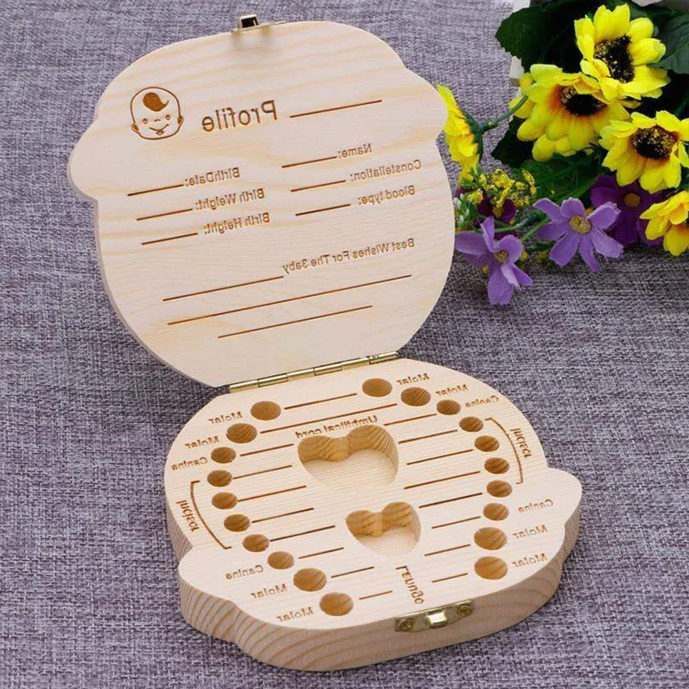 Коробка для зубов детская деревянная испанская/английская|Коробки и ящики