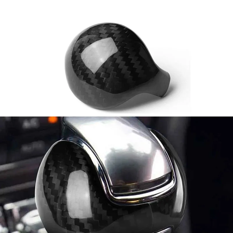 2x Carbon Fiber Interior Gear Shift Knob Trim Cover For Ford Mustang 2015-2019