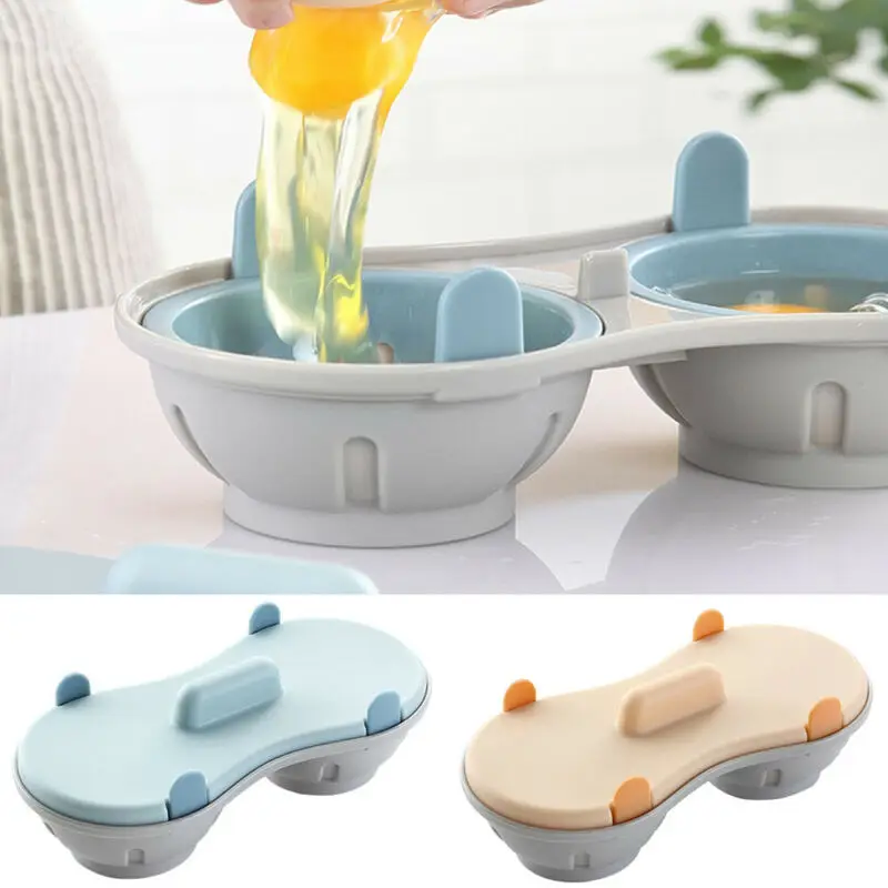 

Microwave Ovens Steamed Egg Set Drain Bowl Double Combination Design Utensils Convenience Gadget Sets Blue Kitchen Accessories