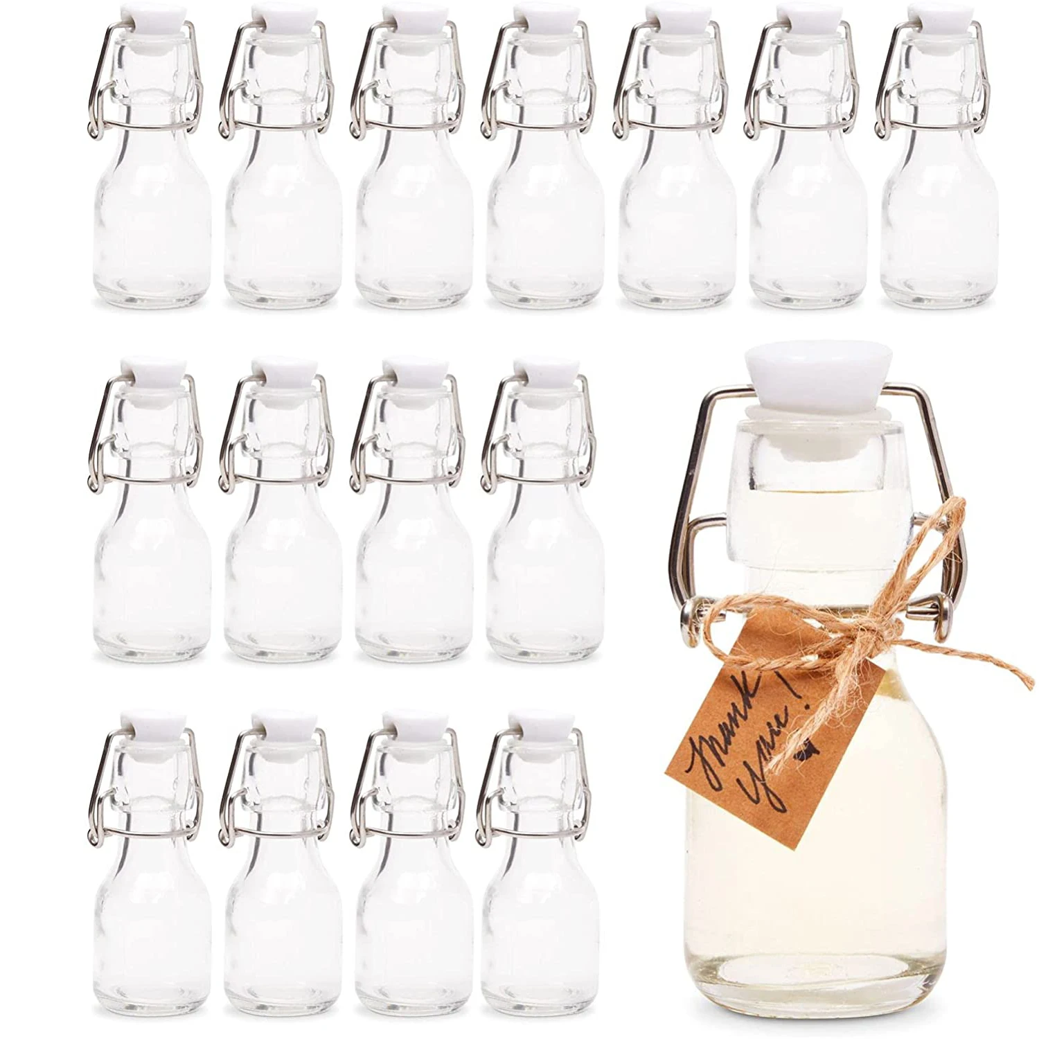 60ML Mini Swing Top Glass Bottles with Tags and Twine for Party Favors