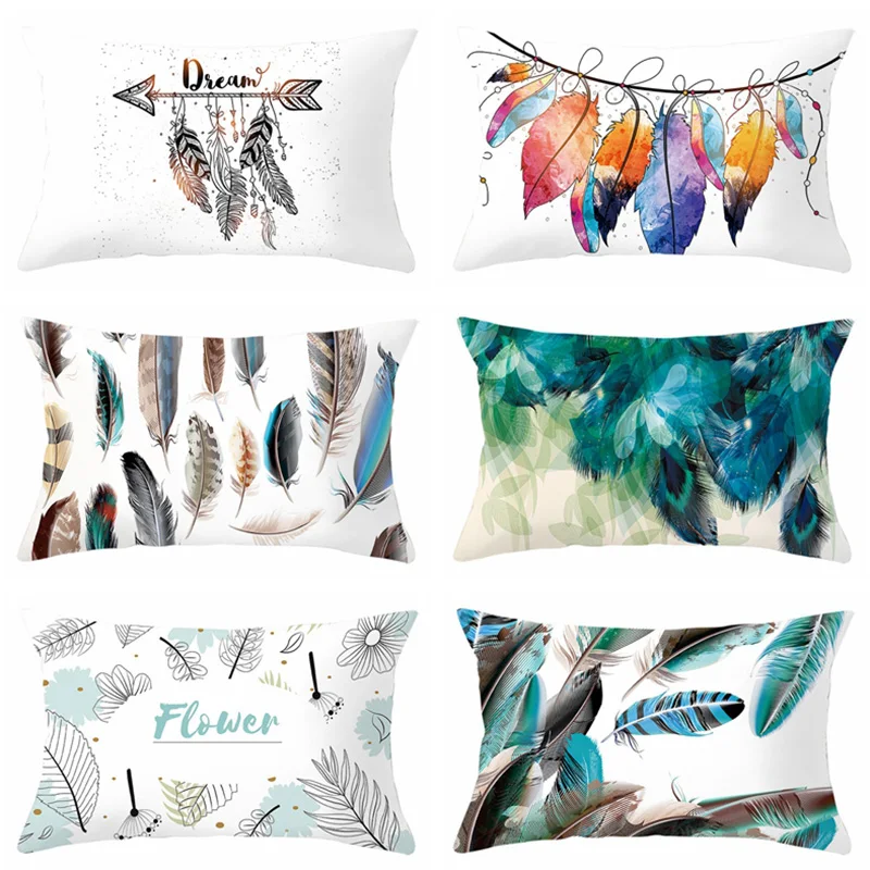 Чехол для диванной подушки с перьями в скандинавском стиле новинка 2021