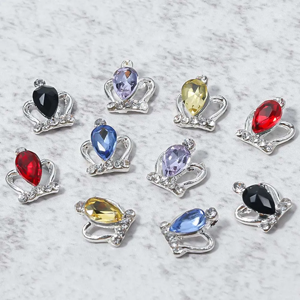 

10Pcs Alloy Crystal Crown Nail Art Rhinestones Jewelry Japanese Style Super Flash Nail Art Design Ornaments DIY Nail Decoration
