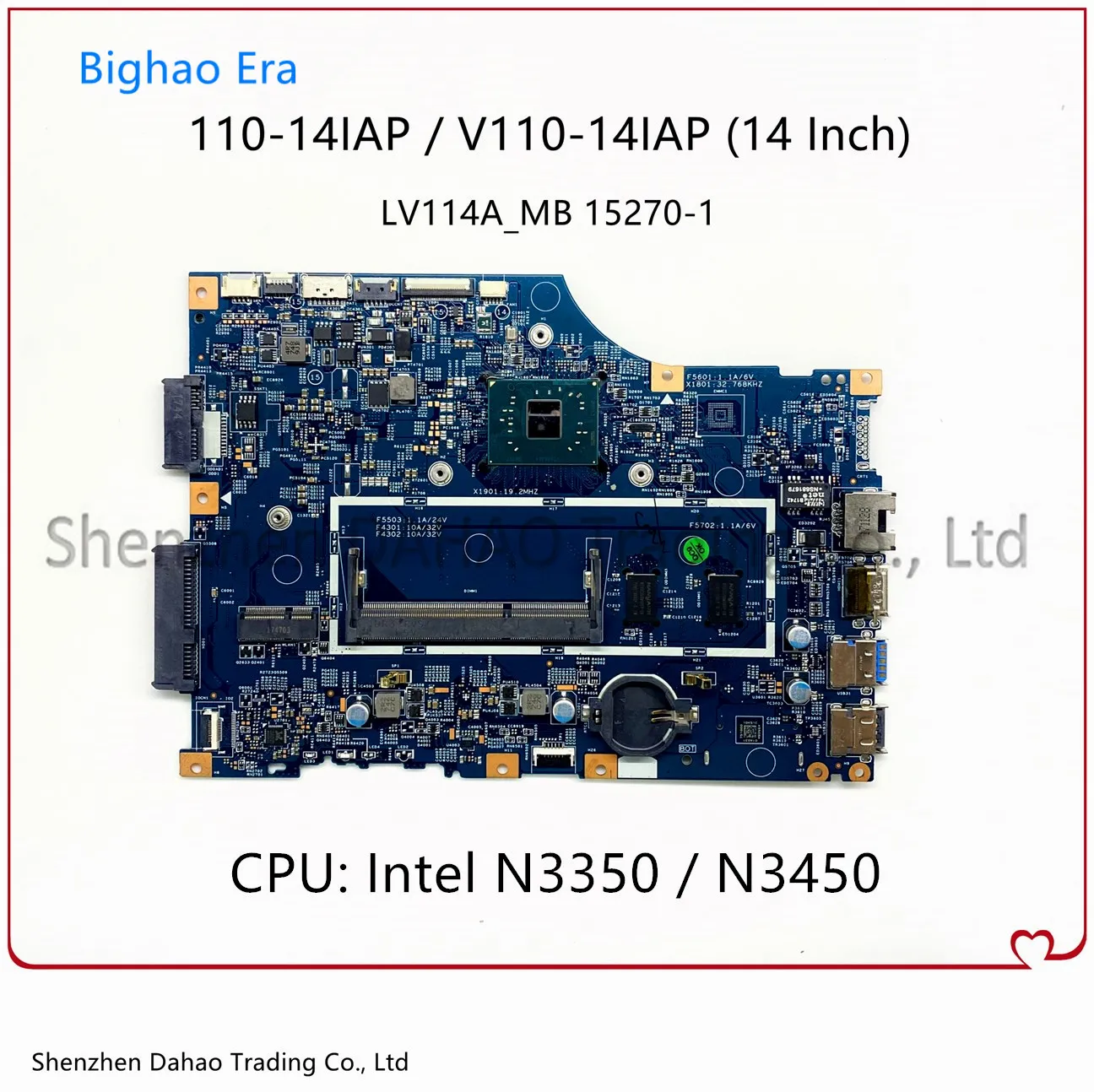 

Материнская плата lv114a _ MB 15270-1 для Lenovo 110-14IAP V110-14IAP, материнская плата для ноутбука с процессором Intel N3350/N3450 DDR3L 100%, протестирована Fru:5B20M44666