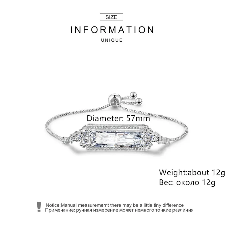 Классический большой багет RAKOL с фианитами изысканный регулируемый браслет для