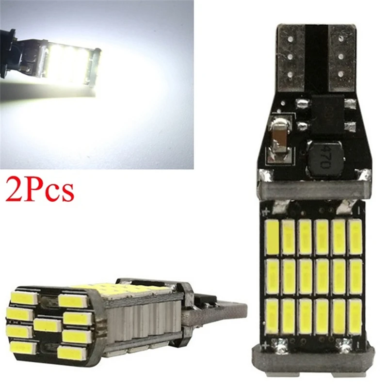 

2Pcs High Power Auto Bulb White DC 12V Car Reverse Back Light T15 W16W 45 SMD 4014 Turn Signal Lamp LED Canbus