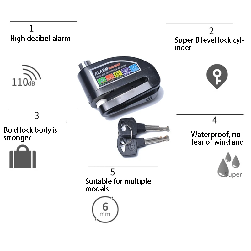 

Motorcycle Scooter Disc Brake Lock Motor Bicycle Anti-Theft Wheel Disc Brake Lock Waterproof Security Protection