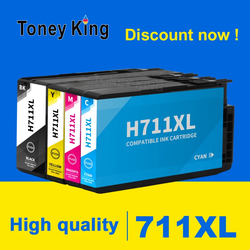 

Toney King Refilled 711 Ink Cartridge Replacement for HP711 For HP 711 XL Designjet T120 T520 Printer Cartridges 24-in ePrinter