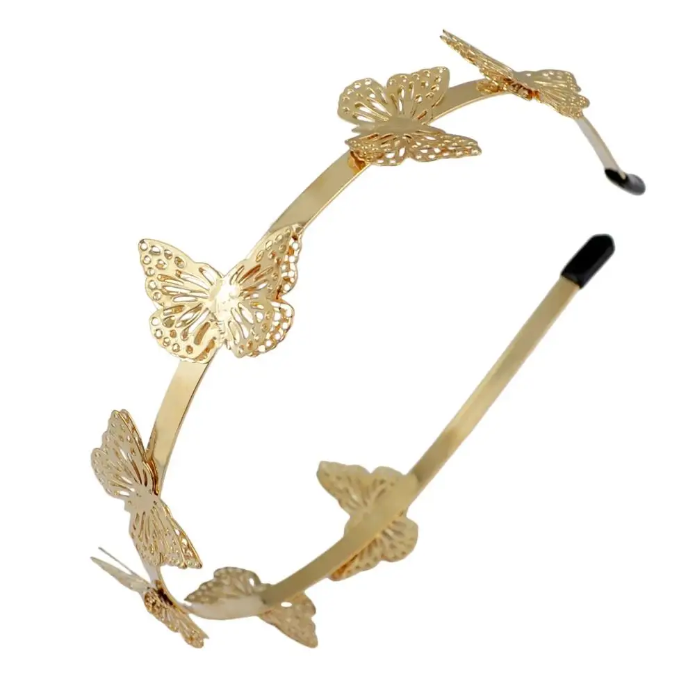 

New Fashion Gold Head Hoop Charm Butterfly Shape Headbands For Women Jewelry Hairwear Girl Hair Accessories Gifts