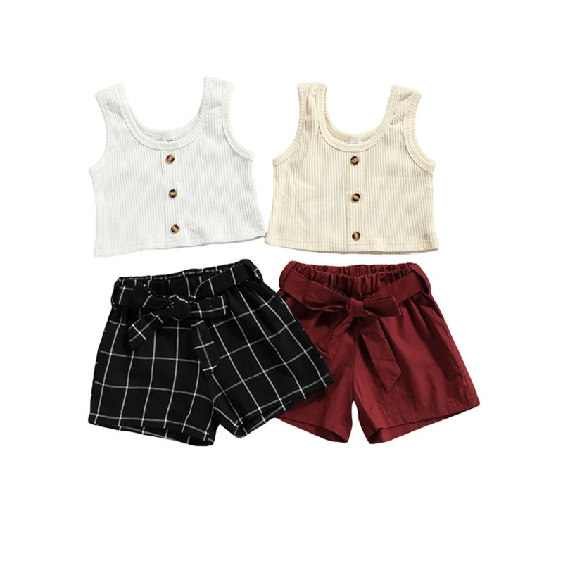 

2021 девушки случайные Двухсекционная одежда, набор, Одноцветный Цвет U-образный воротник платье на бретелях и шорты с эластичной резинкой на ...