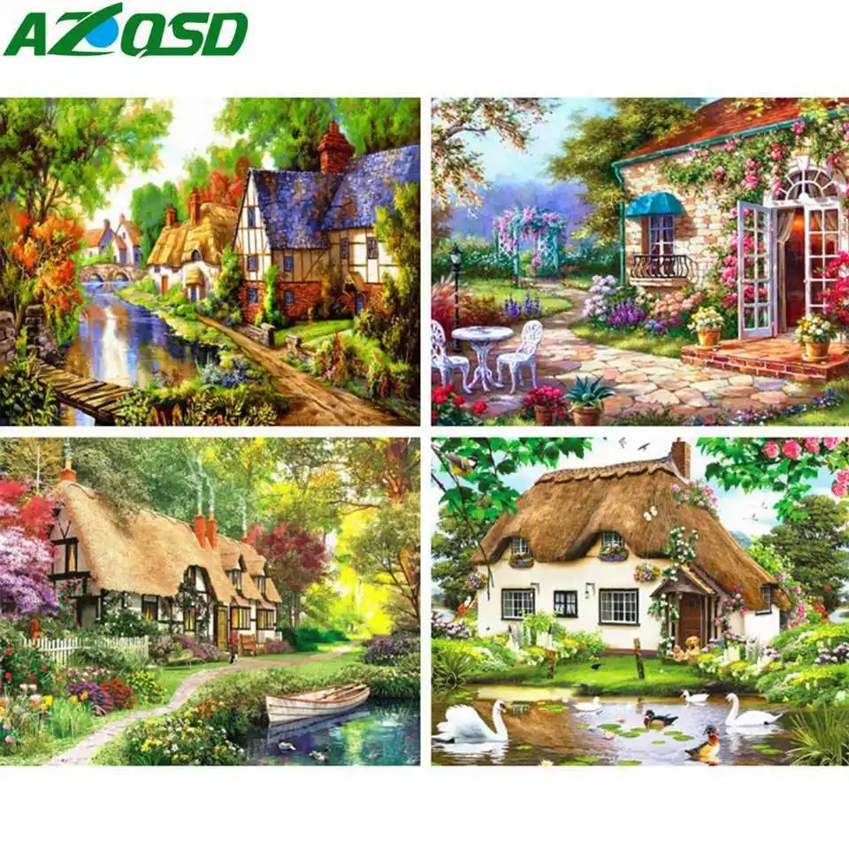 Azqsd Алмазная вышивка дом природа картина стразы полная площадь Алмазный подарок