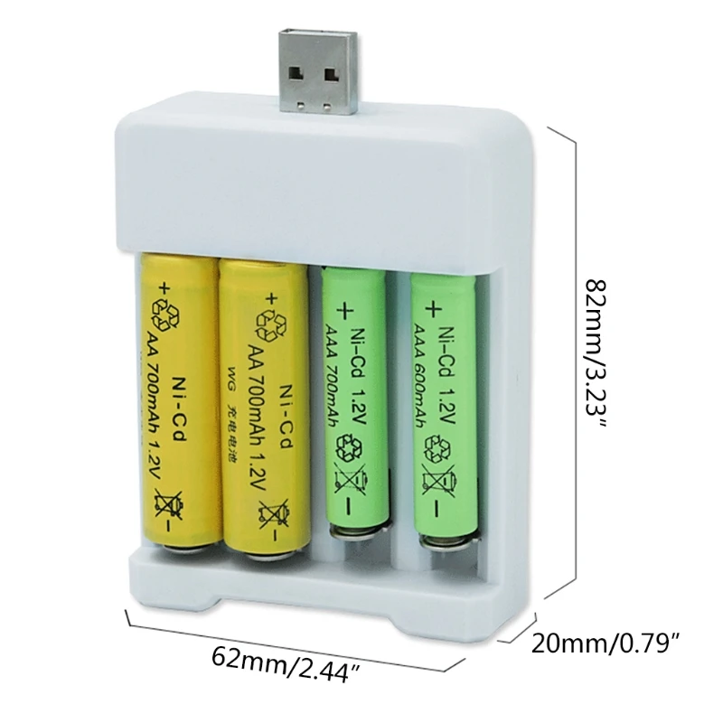 Интеллектуальное Быстрое зарядное устройство с четырьмя слотами USB для батарей AA