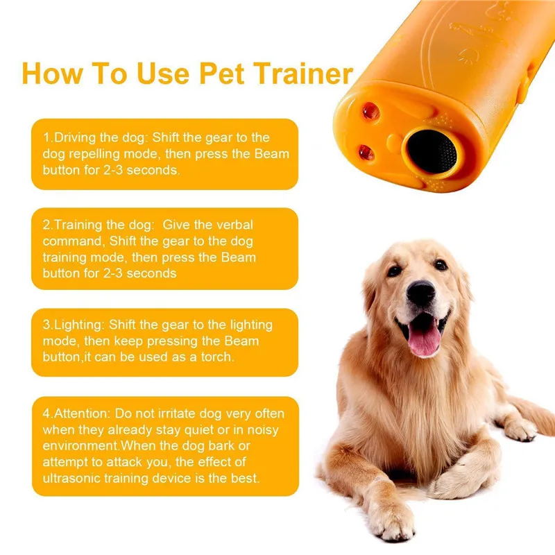 

3 In 1 Pet Dog Repeller LED Ultrasonic Anti Barking Ultrasonic Anti Barking Stop Bark Training Device Dog Repeller Dog Trainer