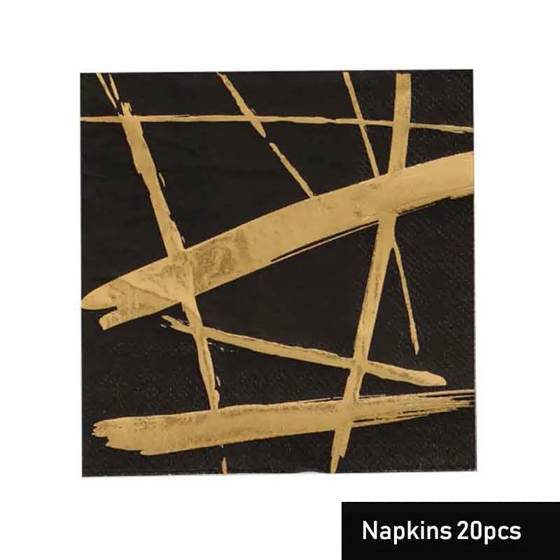 Napkins 20pcs Розовые, розовые, золотые вечерние одноразовые столовые приборы, бумажные тарелки, стаканчики, соломинки, салфетки, для детей, на день рождения, для малышей, вечерние, свадебные, декоративные принадлежности - Цвет: Napkins 20pcs