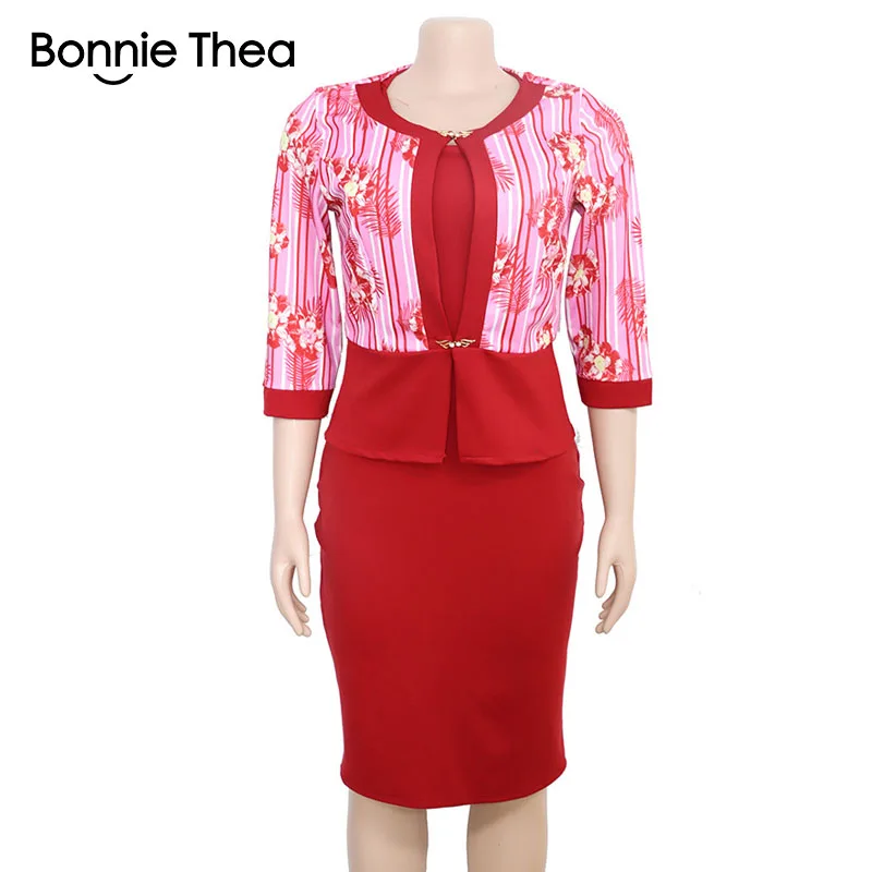 Женское осеннее платье Bonnie thea из двух частей с принтом женское вечернее офисное